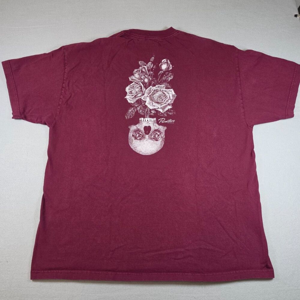Primitive Graphic T-Shirt Size 2XL Burgundy Roses Skull - 0108